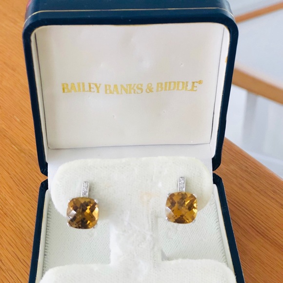 Smoke topaz and diamond and sterling silver earrings from Bailey Banks & Biddle - Picture 1 of 4